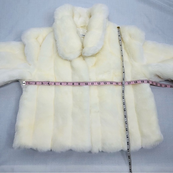Calvin Klein Women's Medium Ivory Faux Fur Cardigan Short Coat - Picture 14 of 15